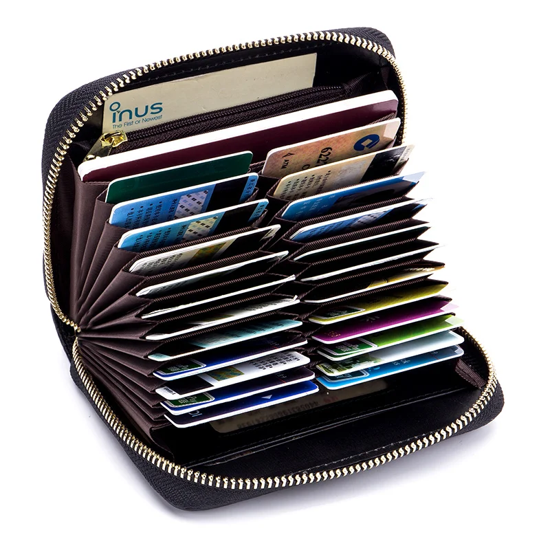 Кредитница из натуральной кожи с рчид на молнии для мужчин и женщин
