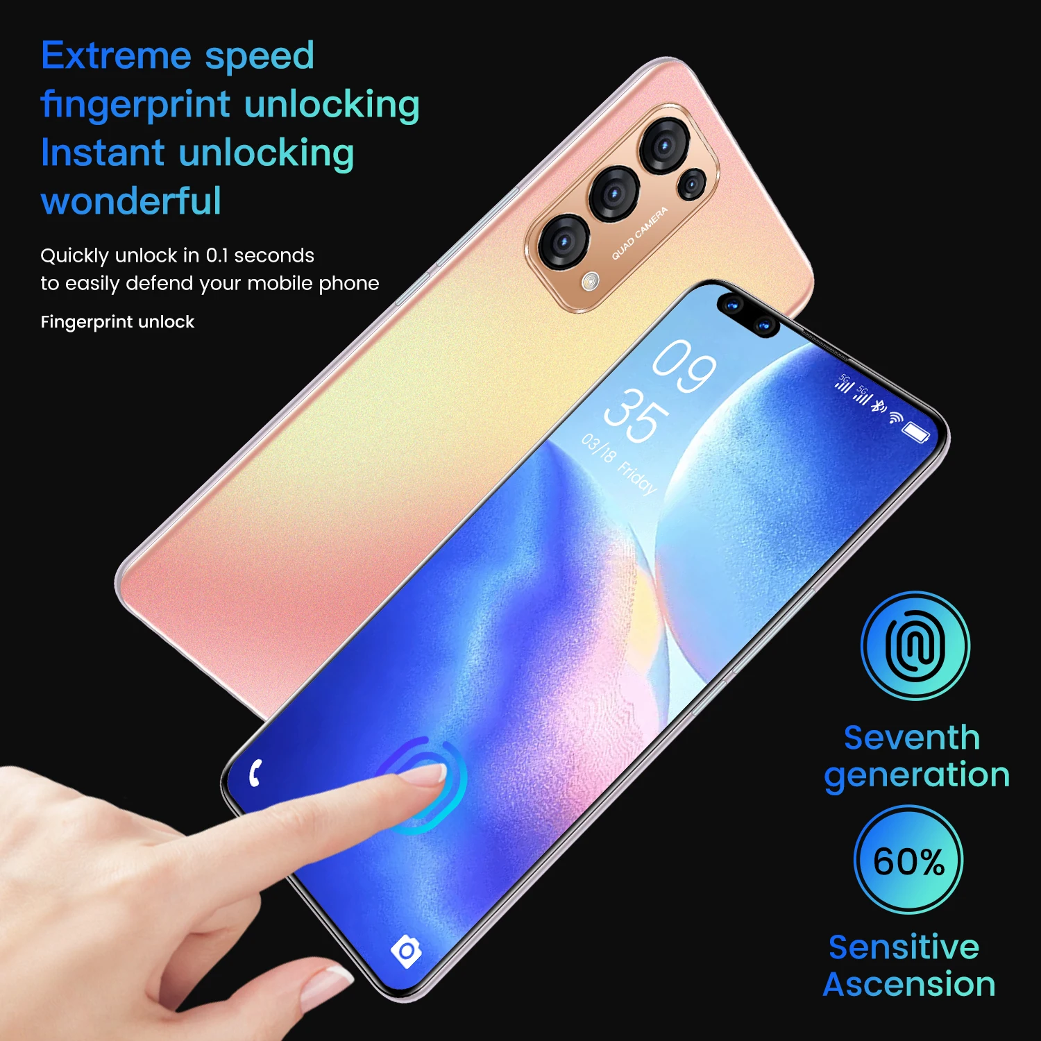 

New Arrival Reno5 Pro 7.3 Inch Full Screen 12GB+512GB 10 Core 5000mAh 5G Smart Phone Dual SIM Fingerprint ID Cell Phone MTK6797