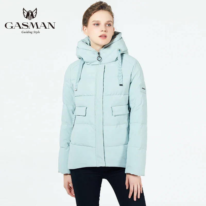 GASMAN/ новые зимние женские куртки короткий теплый пуховик с капюшоном женское теплое пальто для девочек женская парка мода - Цвет: 325 pea green