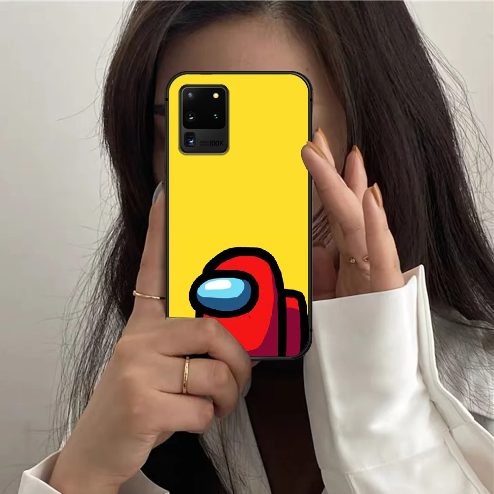 

Game Amongs For Us Phone Case For Samsung Galaxy S 7 21 Note 8 9 10 20 E FE Ultra Plus black Cell Silicone Bumper Painting Cover