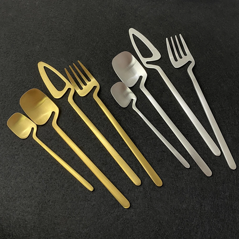 

24Pcs Silver Cutlery Set Stainless Steel Dinnerware Set Colorful Knife Fork Spoon Tableware Kitchen Dinner Silverware Set
