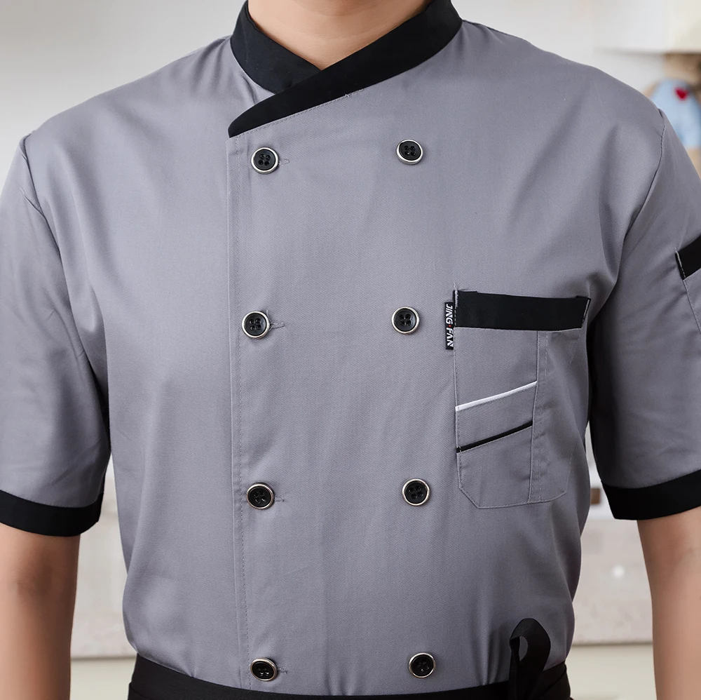 

1PCS Free Logo Printing Chef Uniform Kitchen Catering Restaurant Chef Jackets Short Sleeve Unisex Shirt Free design