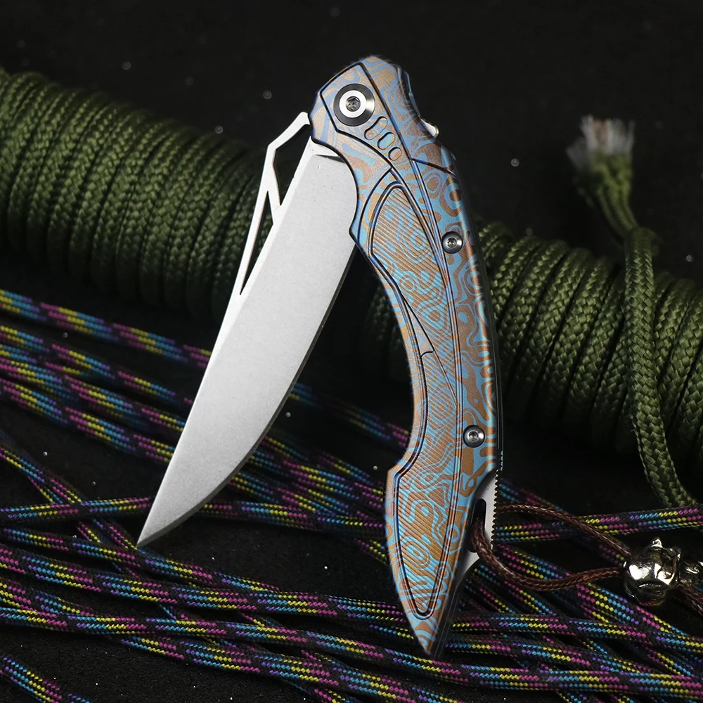 

New folding knife M390 blade titanium alloy handle tactical outdoor jungle adventure self-defense hunting collection EDC tool