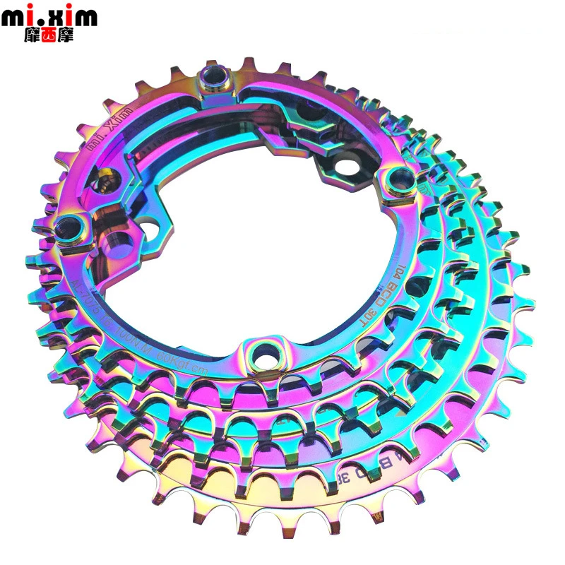 

2021New Bicycle Chainwheel 104BCD Round Shape Narrow Wide 30T/32T/34T/36T/38T MTB Crankset Bicycle Parts