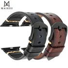 Ремешок кожаный ручной работы для Apple Watch, браслет для iWatch Series 7 6 SE 5 4 3, 45 мм 41 мм 44 мм 42 мм 40 мм