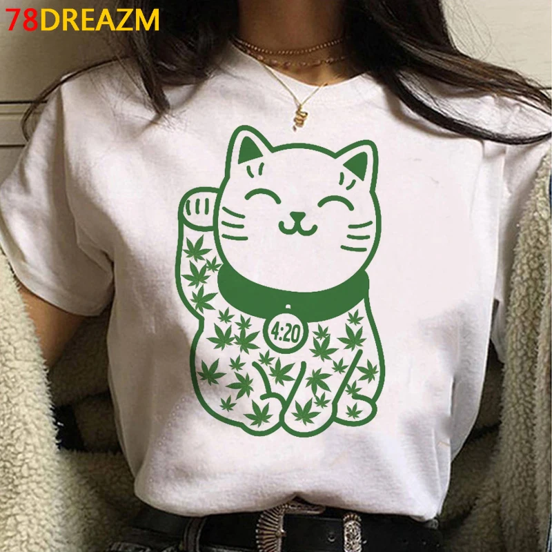 

Женская Винтажная Футболка с принтом Бонг сорняка, японская футболка в стиле Харадзюку, 2021