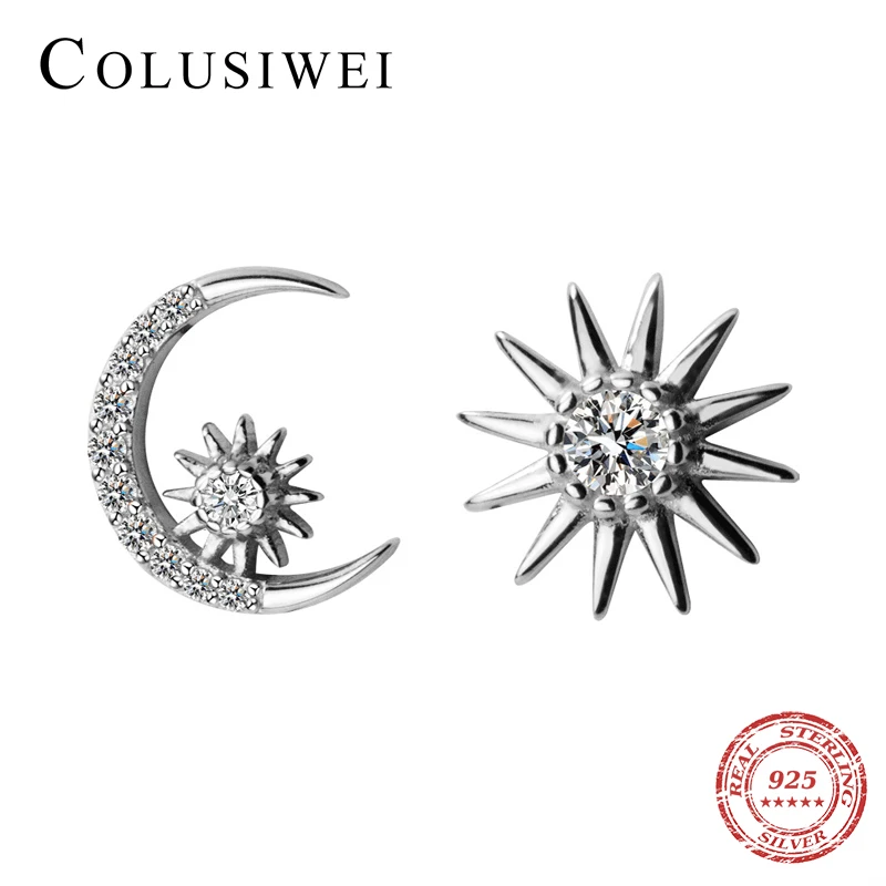 Женские серьги-гвоздики в виде Луны и солнца Colusiwei из 100% серебра 925 пробы |