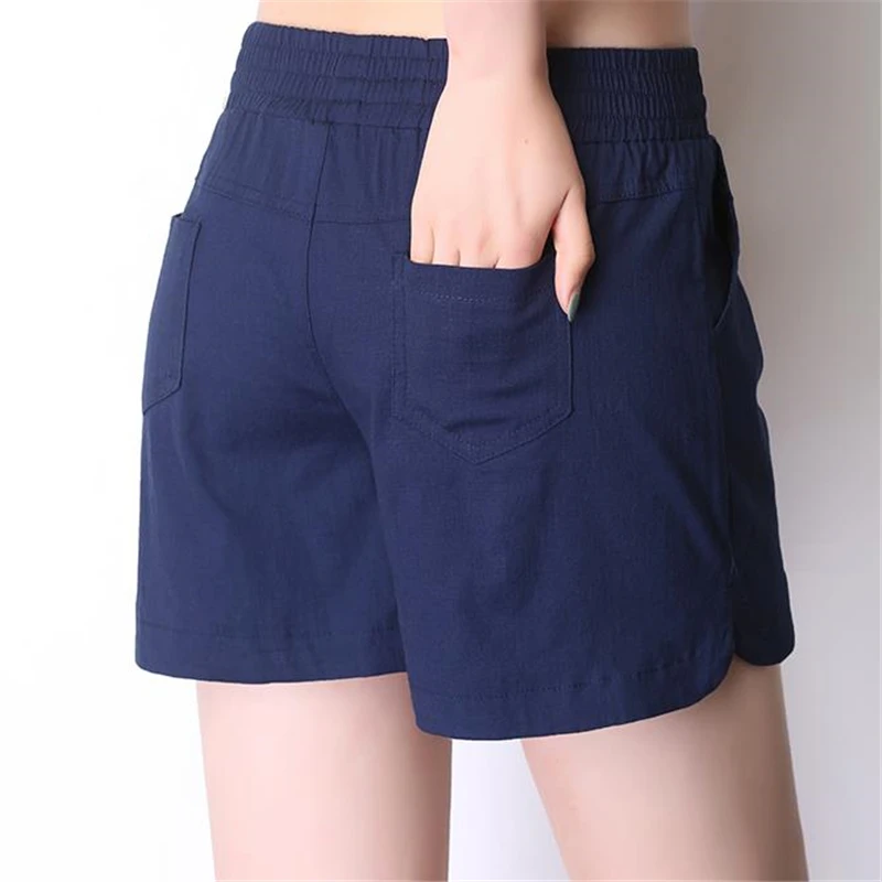

Female Summer Plus Size Mid straight slim Shorts Woman Solid Oversized flax Short Skirts Women Cotton Shorts thin Falda Jupe