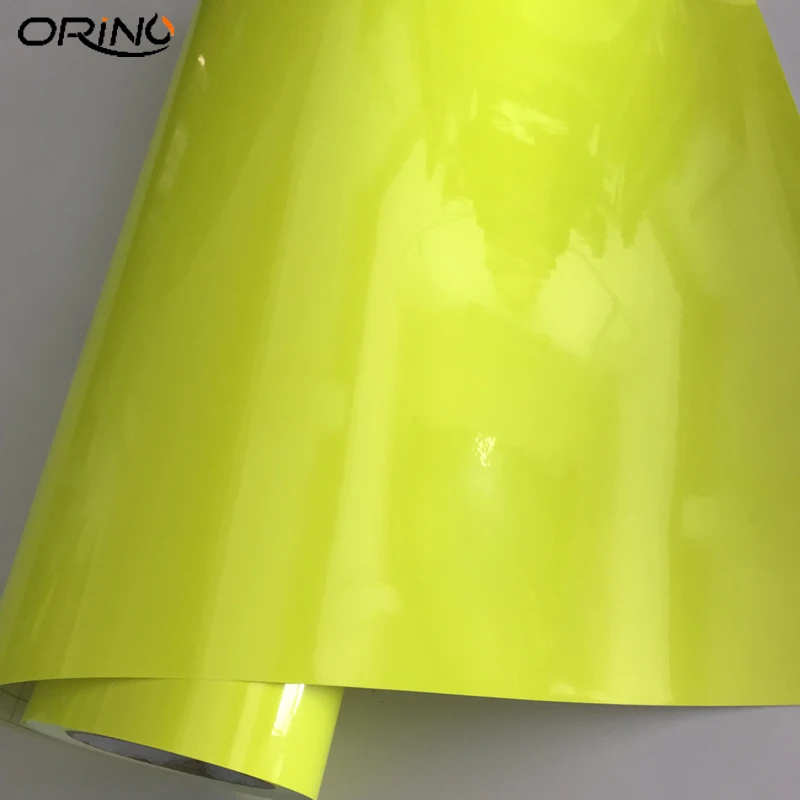 

Premium Car Styling Gloss Fluorescent Yellow Vinyl Sticker Glossy Fluorescent Car Wrap Foil Self Adhesive Motorbike Car Sticker
