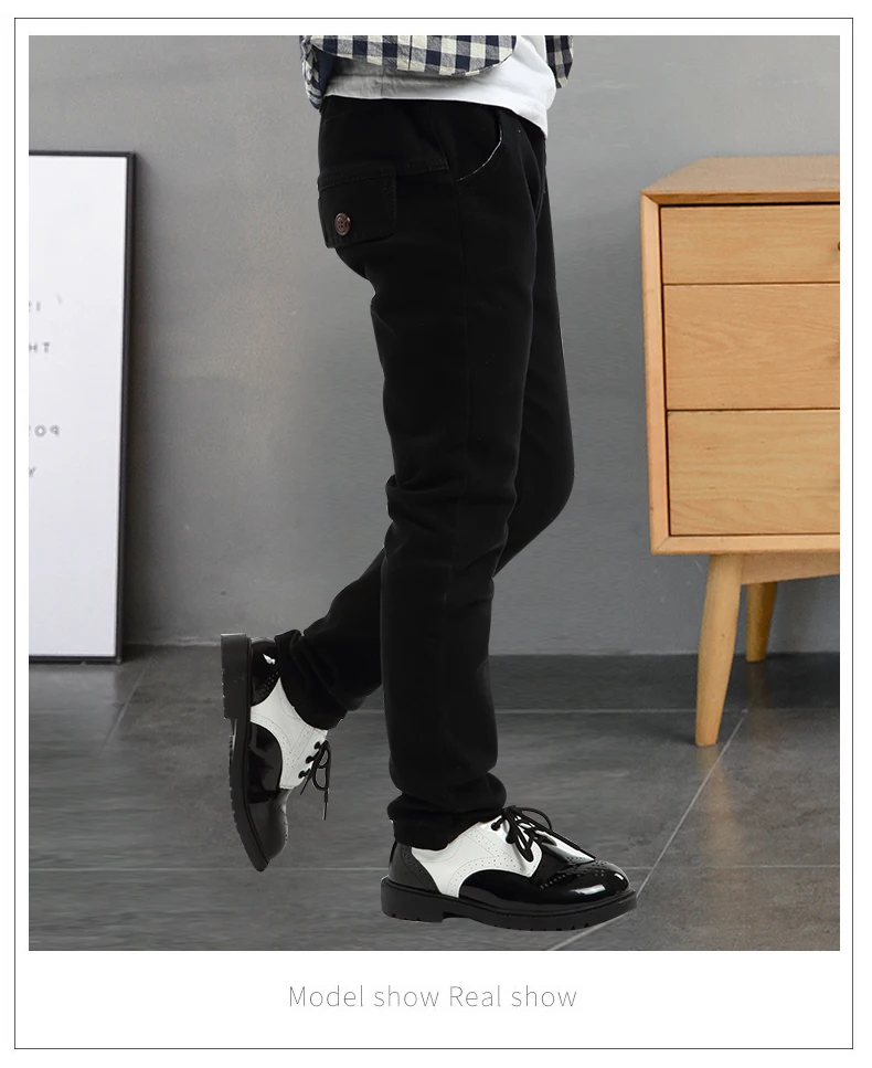 

Cotton Blend Boys' Trousers Autumn And Winter 2021 Thickening Keep Warm Fashion Handsome Solid Color Casual Children's Trousers
