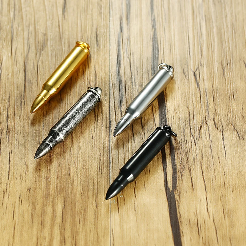 Мужское классическое ожерелье с кулоном в форме пули из нержавеющей стали