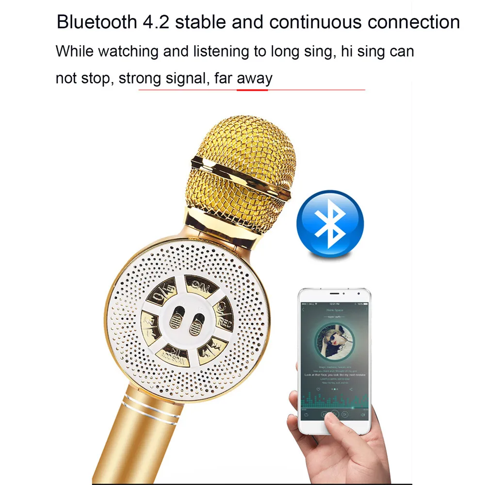 Микрофон для караоке Портативный Bluetooth беспроводной динамик микрофон