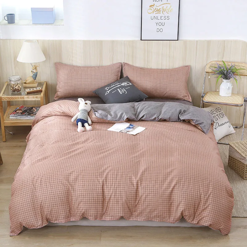 

Aloe Cotton Duvet Cover Pillow Case Bed Sheet Bedroom Plaid Printed Single Double Bedding Covers Set King Queen Twin Oceania
