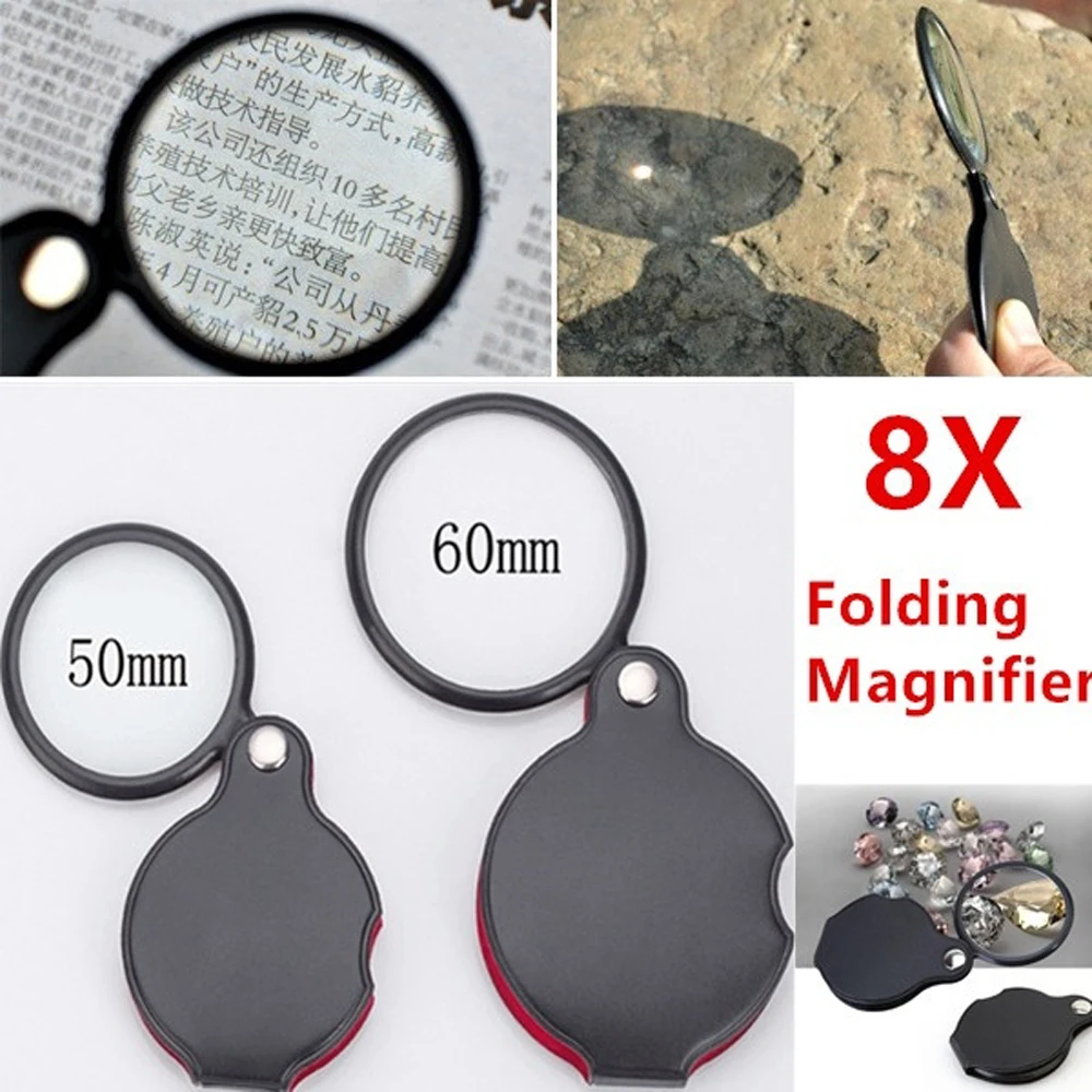 Новинка 8X Мини карманная Складная ручная лупа для чтения увеличительное стекло