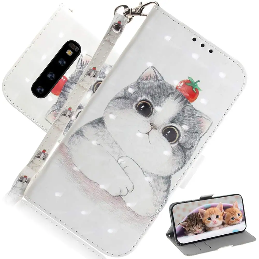 Lovely Cat 3D(полиуретан) с откидной крышкой для samsung Galaxy A70 A50 A30 A20 A10 A40 A60 A80 A20E чехол с мультипликационным принтом из искусственной кожи чехол для samsung A50s A30S - Цвет: Lovely Cat