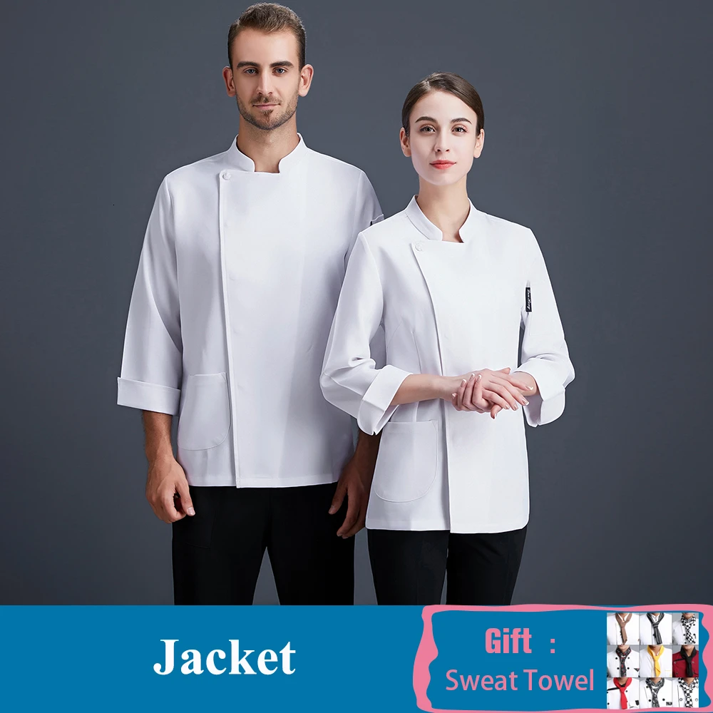 White Coat Высококачественная Униформа шеф-повара унисекс с длинными рукавами однотонная куртка для повара еда обслуживание ресторан отель пекарня Кондитерская Рабочая одежда - Цвет: White Coat