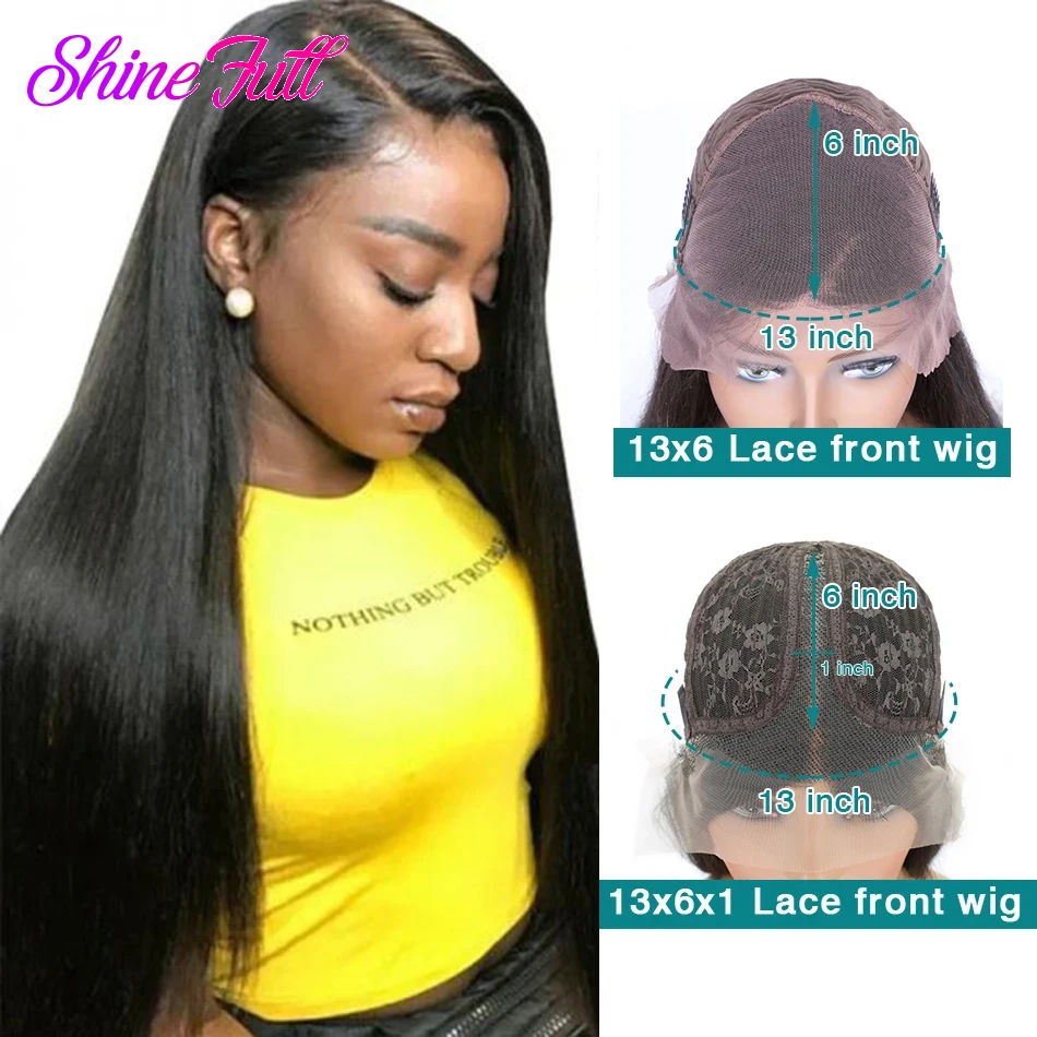 

ShineFull Malaysian Silk Straight Lace Frontal Wig 13x6x1 T-part 13x6 HD Lace Frontal Wig 30 Inch Human Hair Wigs Black Color