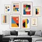 Bauhaus минималистичный абстрактный геометрический цветной блок настенная живопись холст постеры и принты Декор для гостиной в скандинавском стиле