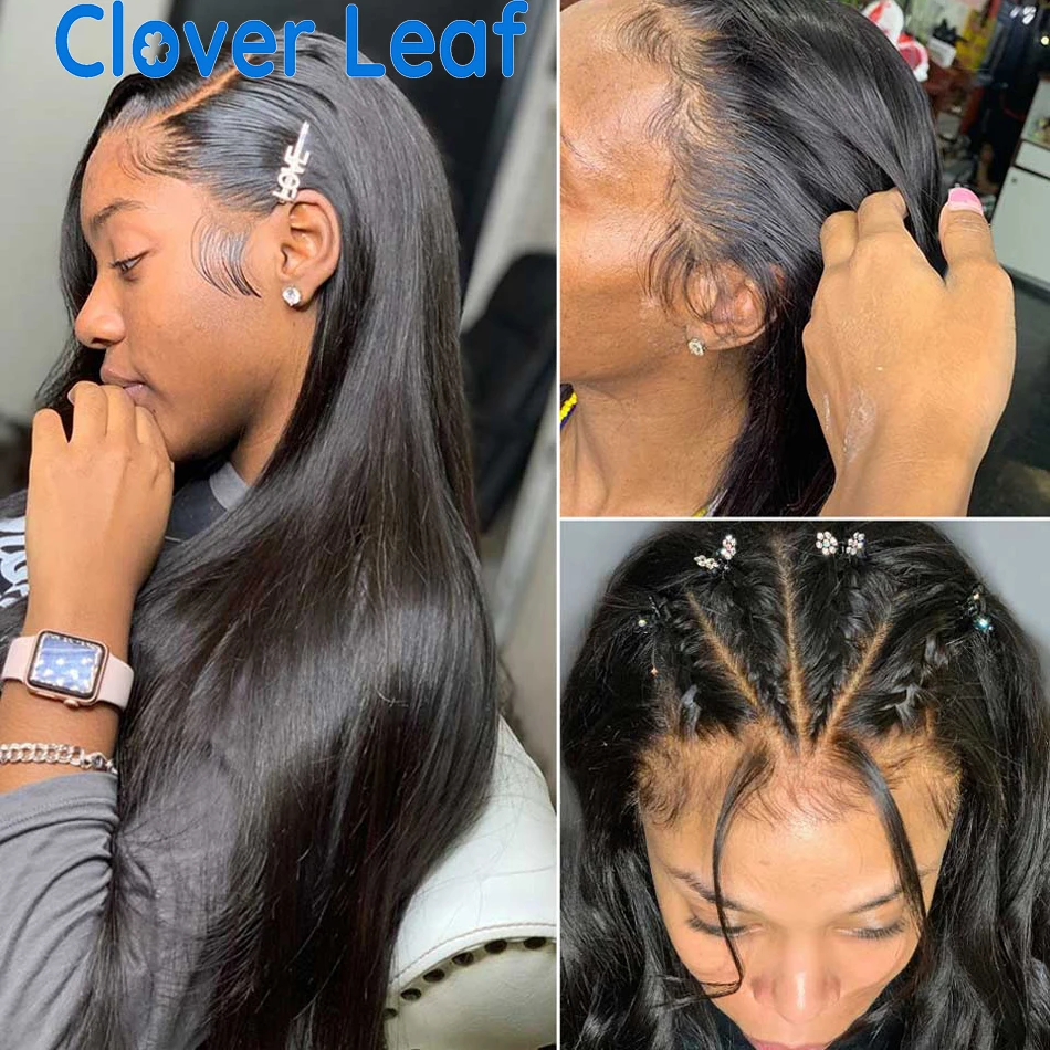 Парик прямой из натуральных волос HD прозрачные с длинными косточками прямые