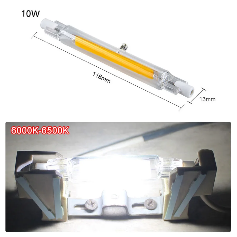 118mm 10W white R7S СВЕТОДИОДНЫЙ R7S 78 мм 118 мм 5 Вт 10 Вт J78 J118 COB AC 220 В-240 В светодиодный светильник со стеклянной трубкой и керамическим портом заменяет галогенный светильник 1 шт. 2 шт. 6 шт - Испускаемый цвет: 118mm 10W white