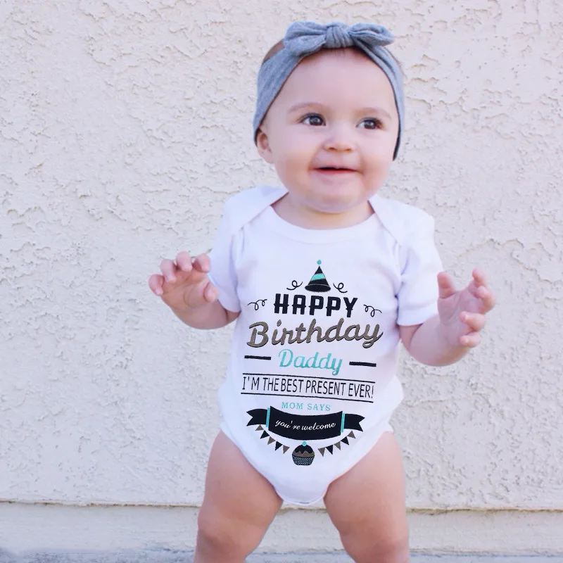 Боди для новорожденных с днем рождения хлопковый боди коротким рукавом