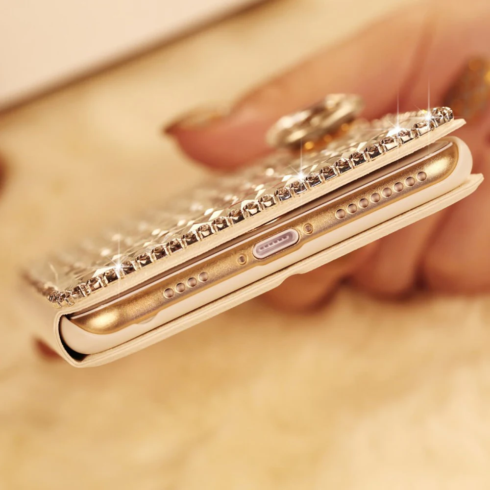 Кожаный чехол кошелек с откидной крышкой и бриллиантами для Samsung Galaxy A51 A71