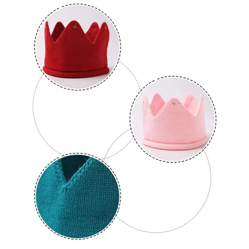 

Toddler Baby Knitted Beanie Hat Cute Crown Shaped Infant Crochet Warm Headband Baby Girls Baby Boys Cap Birthday Party Gift