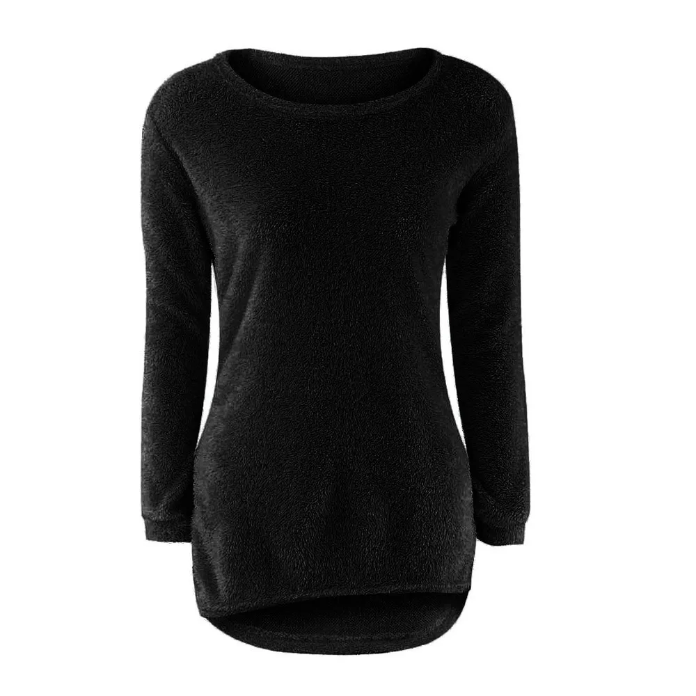 Black Женский костюм Xxxl Женский Повседневный однотонный длинный рукав женский джемпер свитер блузка - Цвет: Black