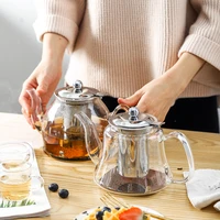 1l induction cooker borosilicate electromagnetic glass teapot 304 stainless steel filter flower tea pot multifunctional kettle