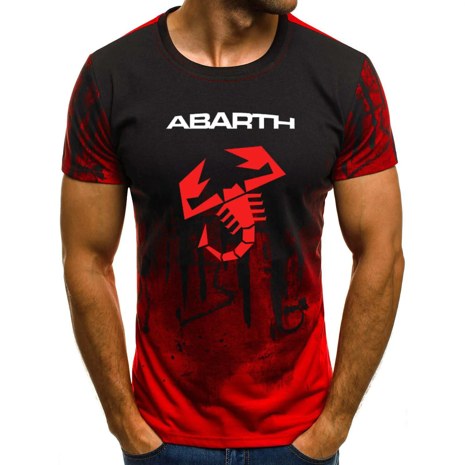 

Men's Short Sleeve Abarth Car Logo Men's T-shirt Summer Casual Gradient T-shirt Fashion Hip Hop Harajuku Men's T-shirt