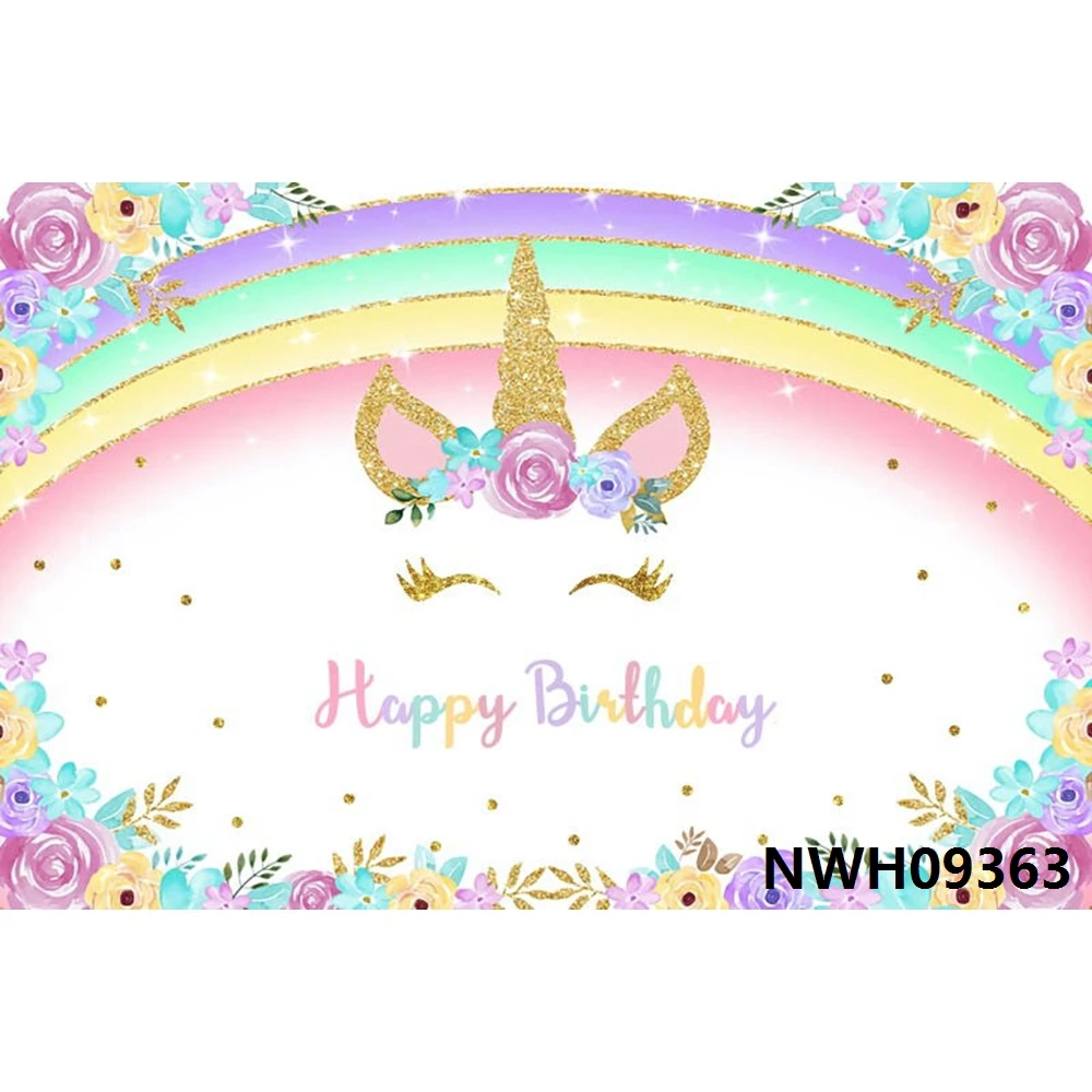 

Nitree Unicorn Backdrop Rainbow Flower Cloud Newborn Baby Shower Girl 1st Birthday Party Vinyl Photography Background Photophone