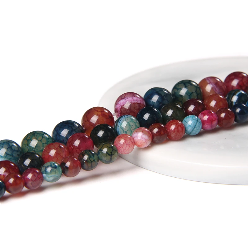 

Dragon Veins Agat Beads 6 mm 8 mm 10 mm Polished Natural Semi Precious Stone For DIY Making Jewelry Accessory Necklace Earrings
