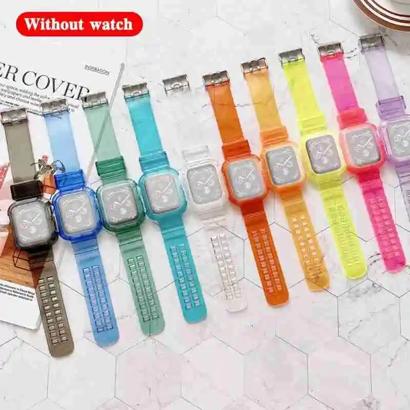 

Чехол для Apple Watch Band 44 мм 40 мм 42 мм/38 мм, мягкий силиконовый прозрачный браслет для Iwatch Series 5 4 3 6 Se, аксессуары для часов