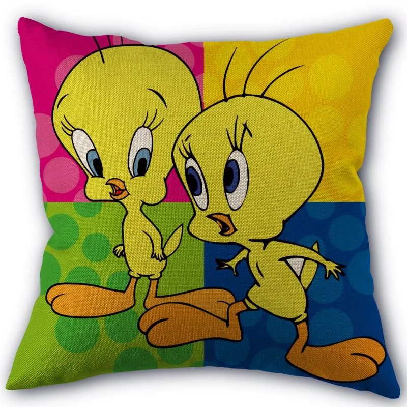 

Custom Tweety Bird Pillowcase High Quality Home Textile Cotton Linen Fabric 45x45cm One Side Decoration Pillow Cover New 11-17