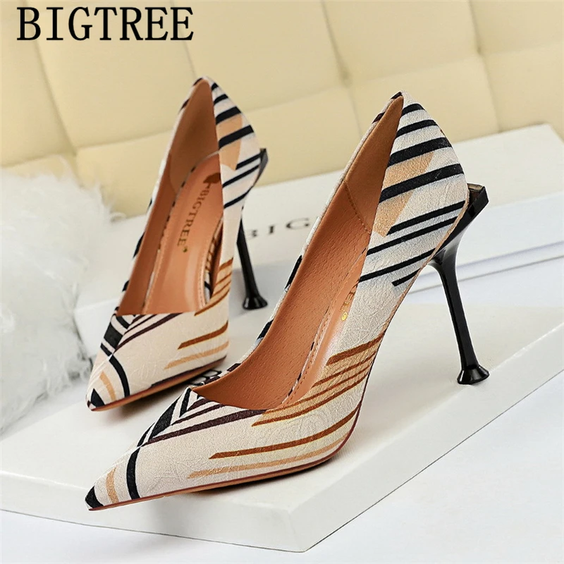 Туфли лодочки Bigtree женские дизайнерская обувь на очень высоком каблуке шпильке