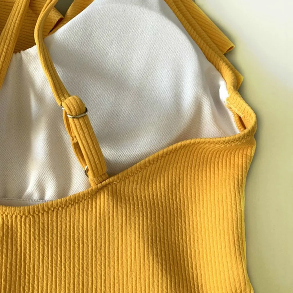 2019 летняя пляжная одежда сексуальный низкий вырез гофрированный цельный женский