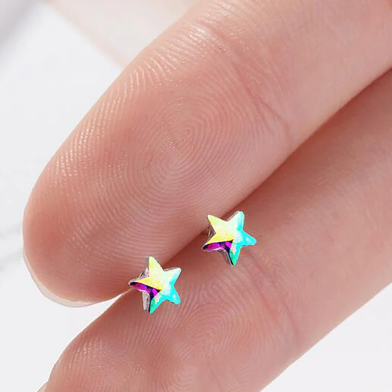2020 корейские горячие продажи милые мини Разноцветные серьги звезды для женщин