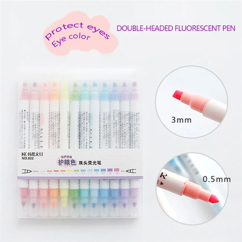 

12 шт./компл. Милая маркерная ручка карамельных цветов канцелярские принадлежности Двусторонняя флуоресцентная маркерная ручка офисные шко...