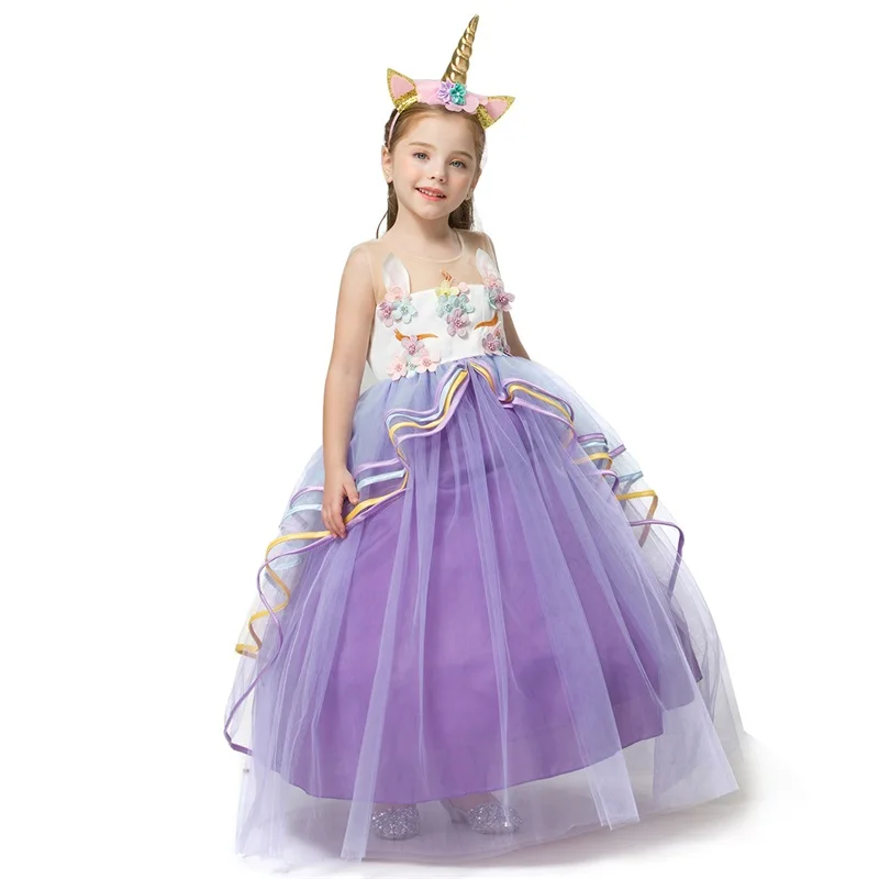 Платье-пачка в виде единорога для маленьких девочек платье вечеринок элегантные