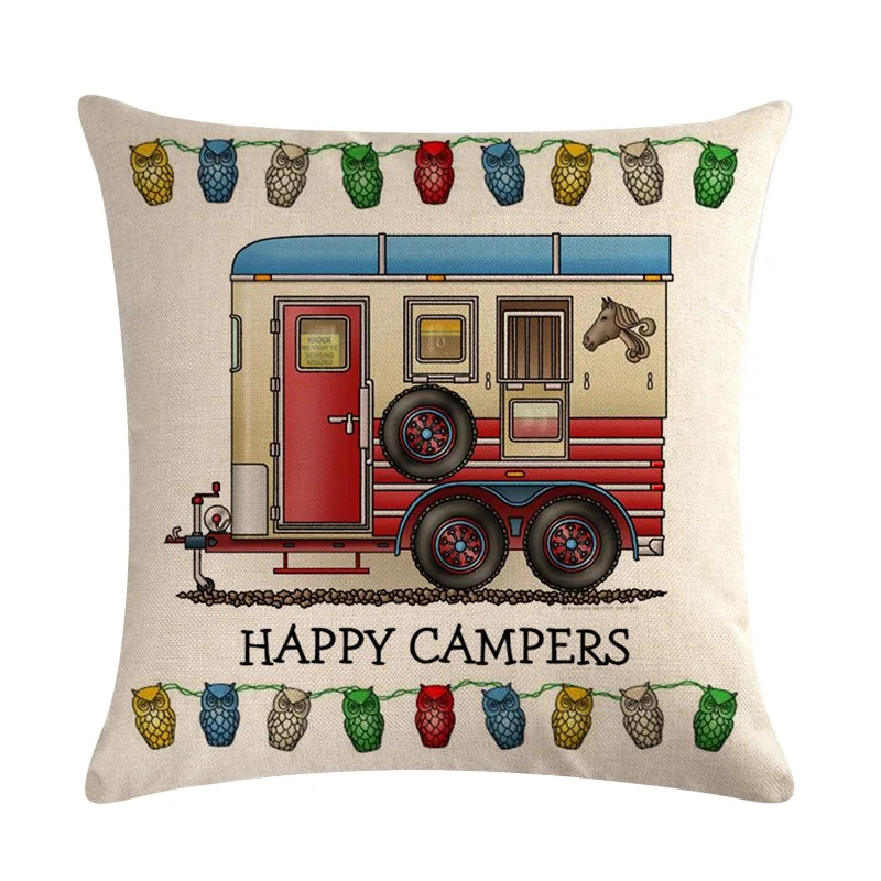 

Happy Campers льняные чехлы для подушек с мультяшным рисунком