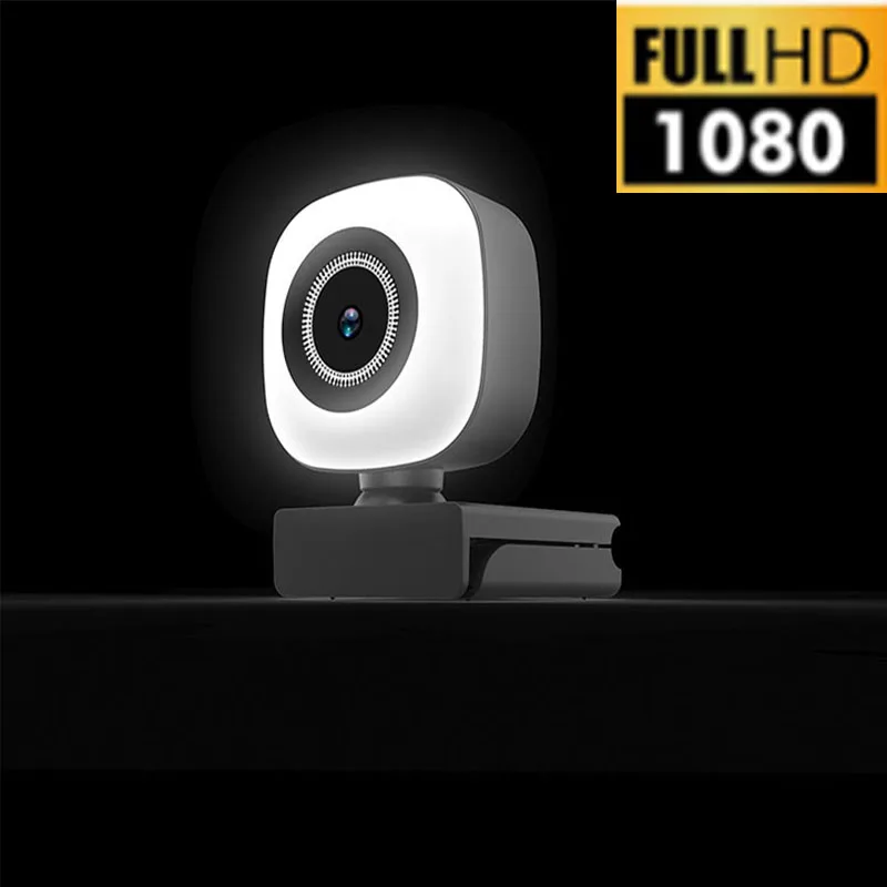 

Ring Fill Light Webcam 1080P 2K HD Web Camera Built-in Microphone Rotatable USB Plug Web Cam For PC Computer Mac Laptop Desktop