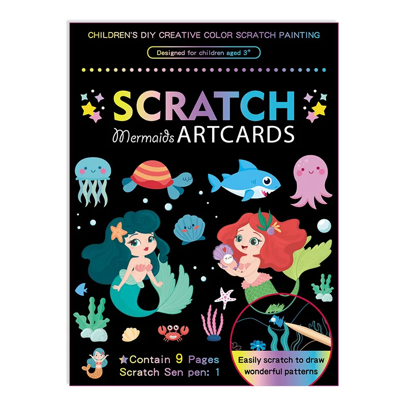 

Dinosaur Scraping Drawing Board Manual Activity Child Magic Coloring Unicorn Pirate Mermaid Fairy Animal Space DIY Painting Toys