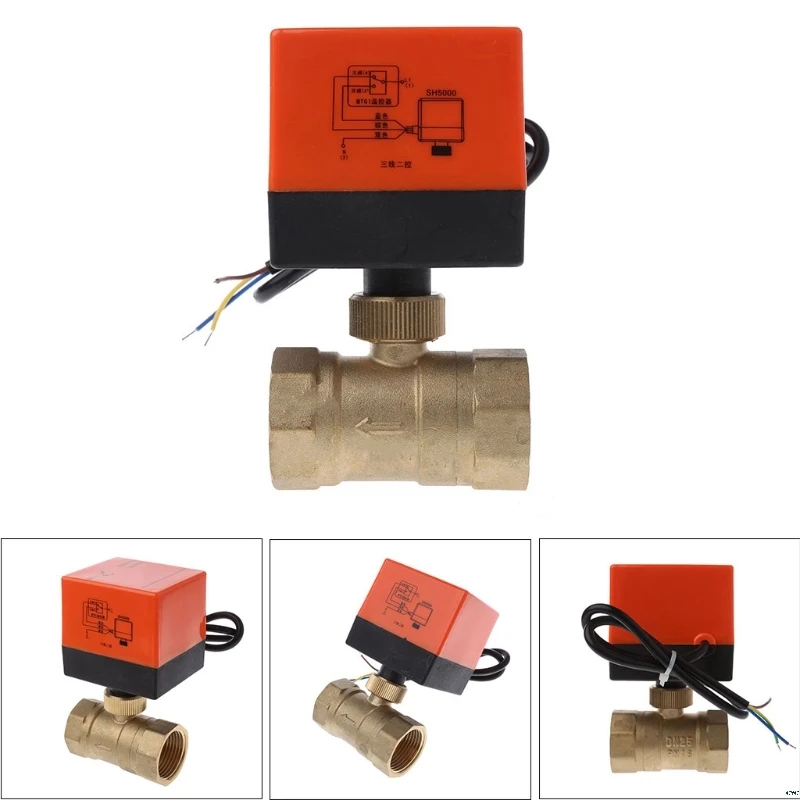 DN15/DN20/DN25 Электрический моторизованный латунный шаровой клапан DN20 AC 220V 2 полосный 3