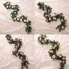 Искусственные розы 220 см, цветы из ротанга, Осенние маленькие пионы, декоративные шнурки, шелковая искусственная гирлянда для свадьбы, домашняя искусственная гирлянда