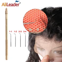 alileader 5 pcsset ventilating needle for making lace frontal golden professional diy lace wig needles with copper handle