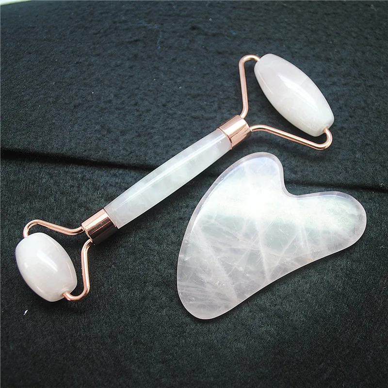 

1 Sets Anti AGing Facial Massage Gift Sets Rose Quartz Material For Body Health Tools With Good Paper Box Packings Free Shipping