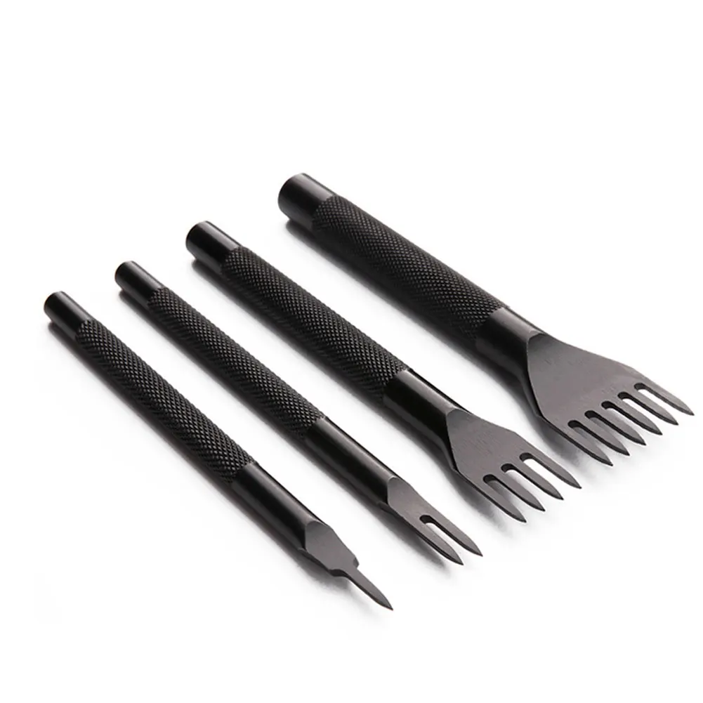 

4PCS DIY Leather Craft Tools Diamond Lacing Stitching Chisel Set Leather Craft Tooth Punching Tool Kit 4mm 1 2 4 6 Prong Tools