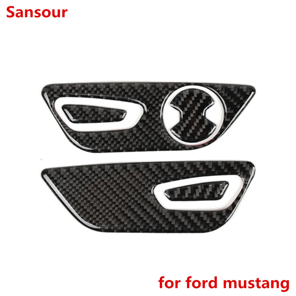 Для Ford Mustang автомобильные аксессуары регулировка сиденья украшение крышка наклейка интерьер углеродного волокна стиль