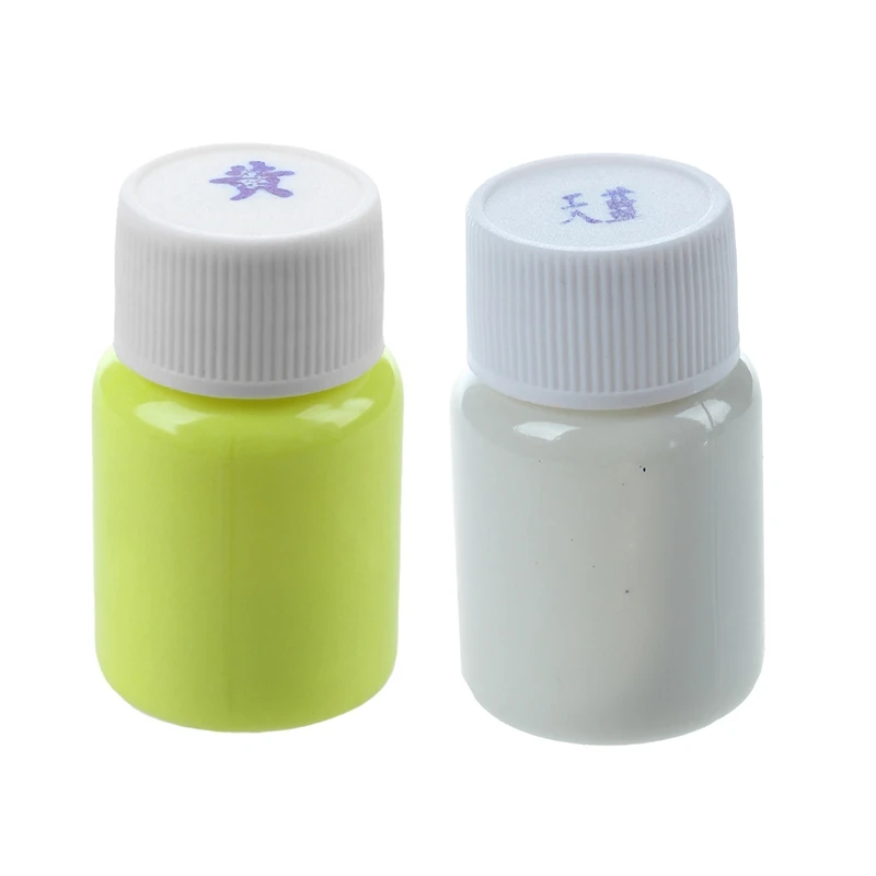 

2 Bottle 20G Glow In The Dark Acrylic Luminous Paint Bright Pigment Party Decoration DIY, Sky Blue & Yellow
