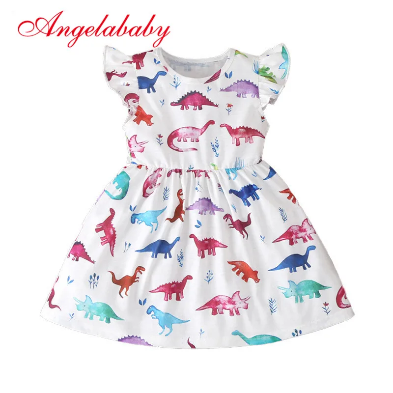2020 Summer New Color Dinosaur Girls Dress Baby Girl Princess Dresses 2-6 Age Chlidren's Clothes Kids Party Costume Ball Gown | Детская